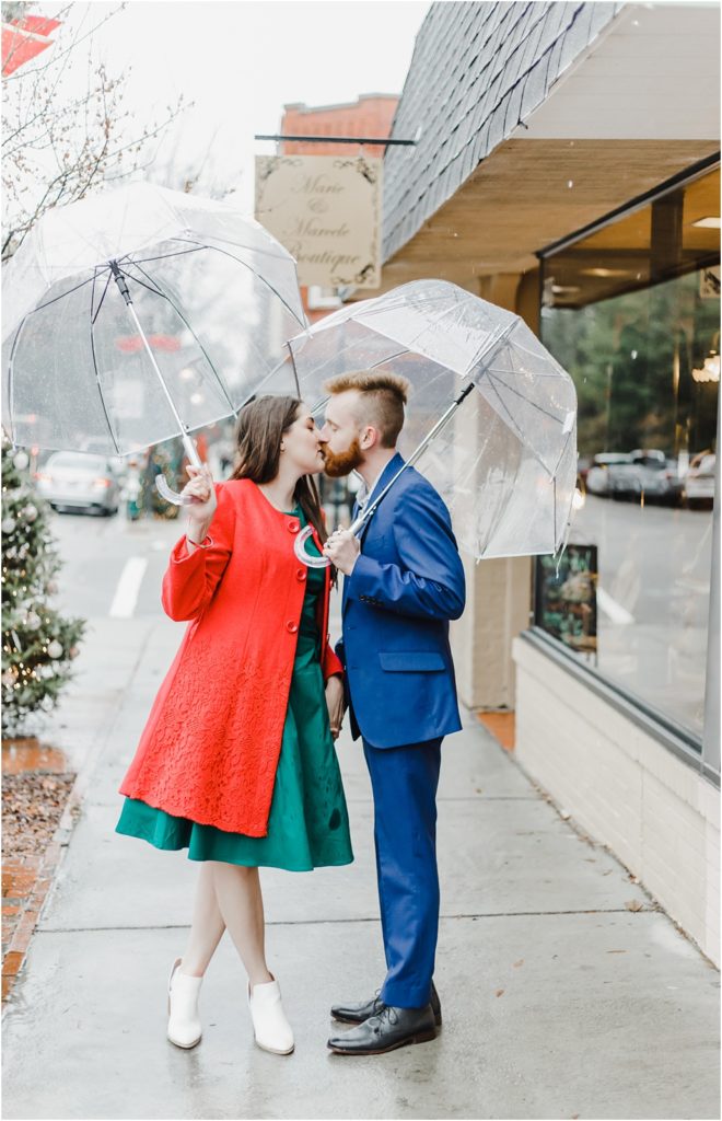 Rainy Downtown Engagement Session