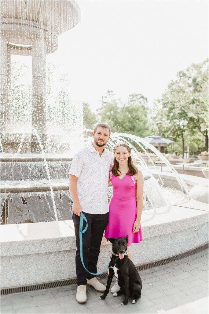 Downtown Cary Engagement Photos with Dog