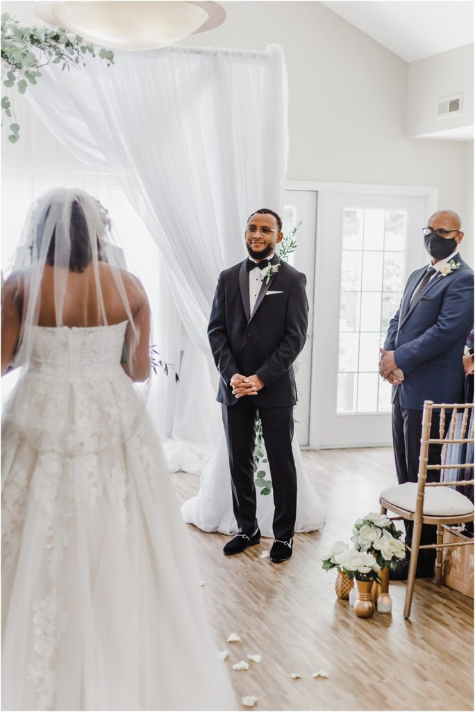 The groom seeing the bride for the first time